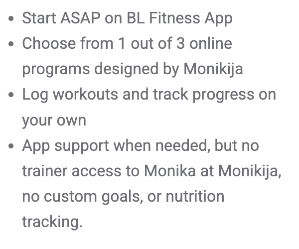 Monikija BL Basic App Subscription Package Details